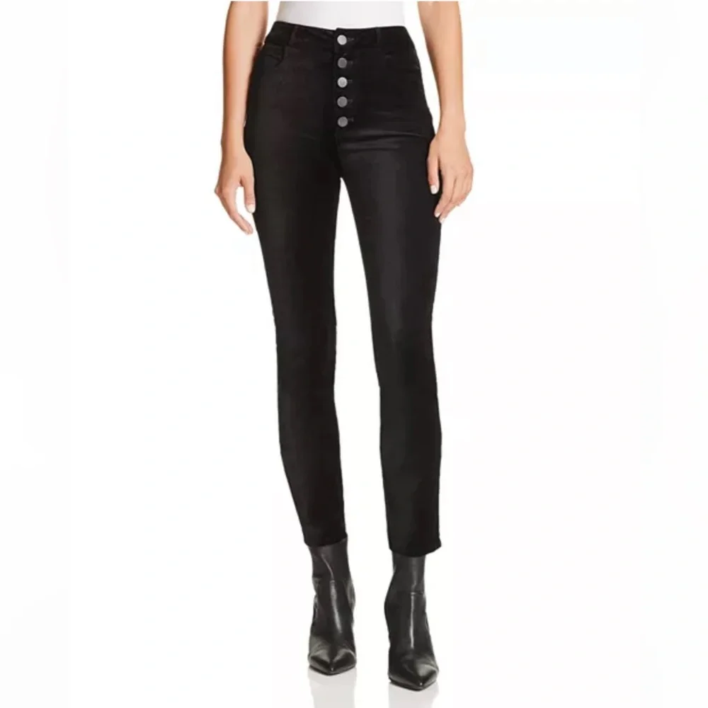 Paige Hoxton Ankle Peg Straight Velvet Jeans in Black Overdye Size 26